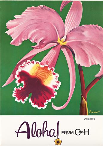 DAVINA (DATES UNKNOWN).  ALOHA! FROM C AND H. Group of 7 posters. 1959. Sizes vary.